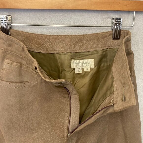 Vintage Lew Magram Collection Suede Pants Size 6 High-Waisted 100% Leather Tan - Picture 15 of 16